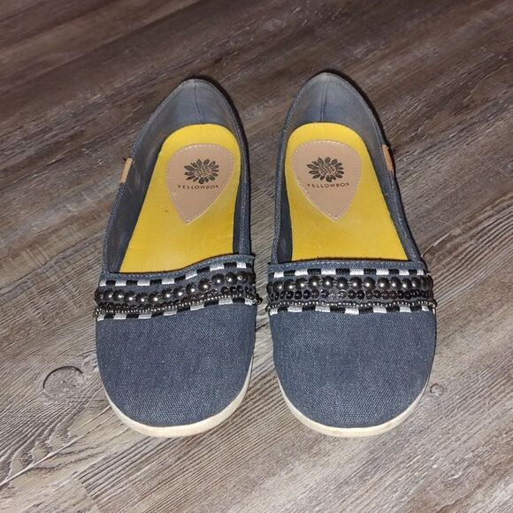 YELLOW BOX Denim Blue Sequin Ballet Flats Size 9 EUC - Picture 2 of 6